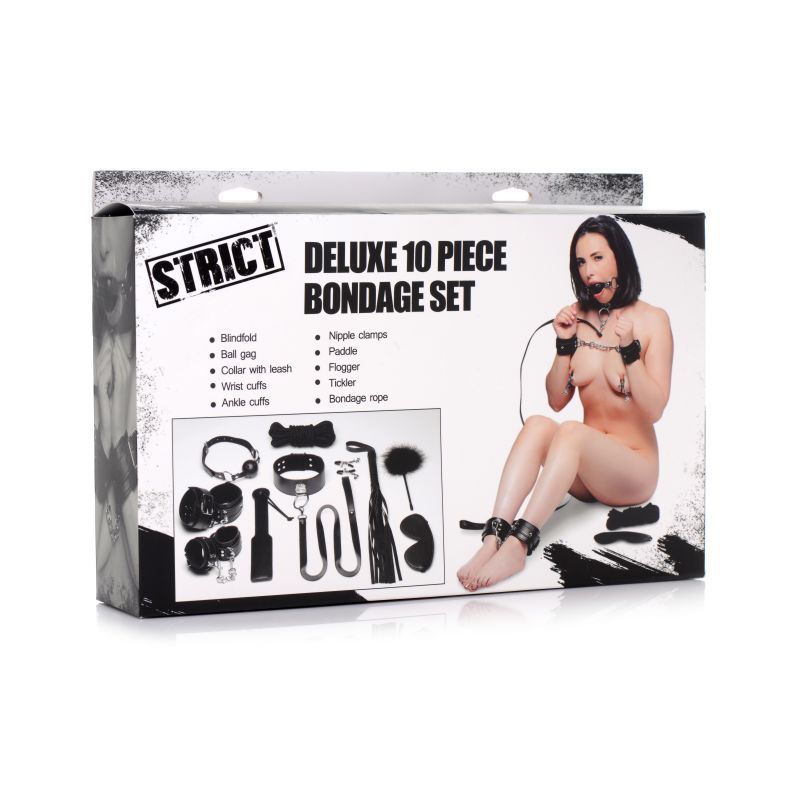 Strict Deluxe 10 Pc Bondage Set Black