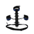Whip Smart Diamond Body Restraint Choker Style Collar Rings Padded Wrist Cuffs 3 Pc Set - Blue