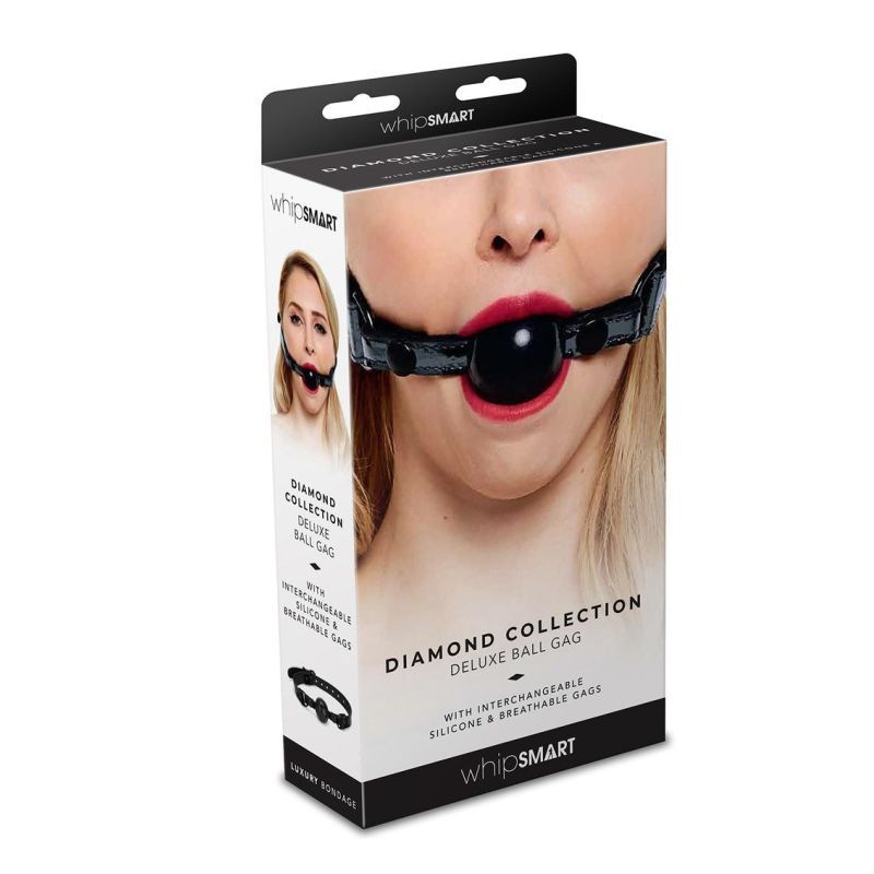 Whip Smart Diamond Deluxe Ball Gag - Blue
