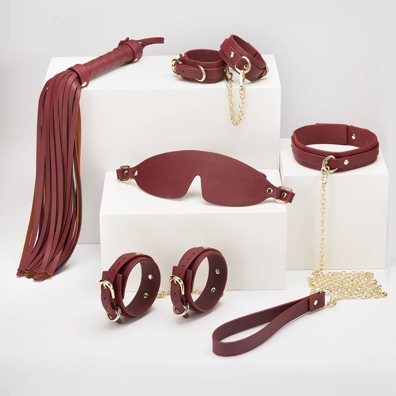Daytona 8 Pc Deluxe Bondage Play Kit Burgundy Gold
