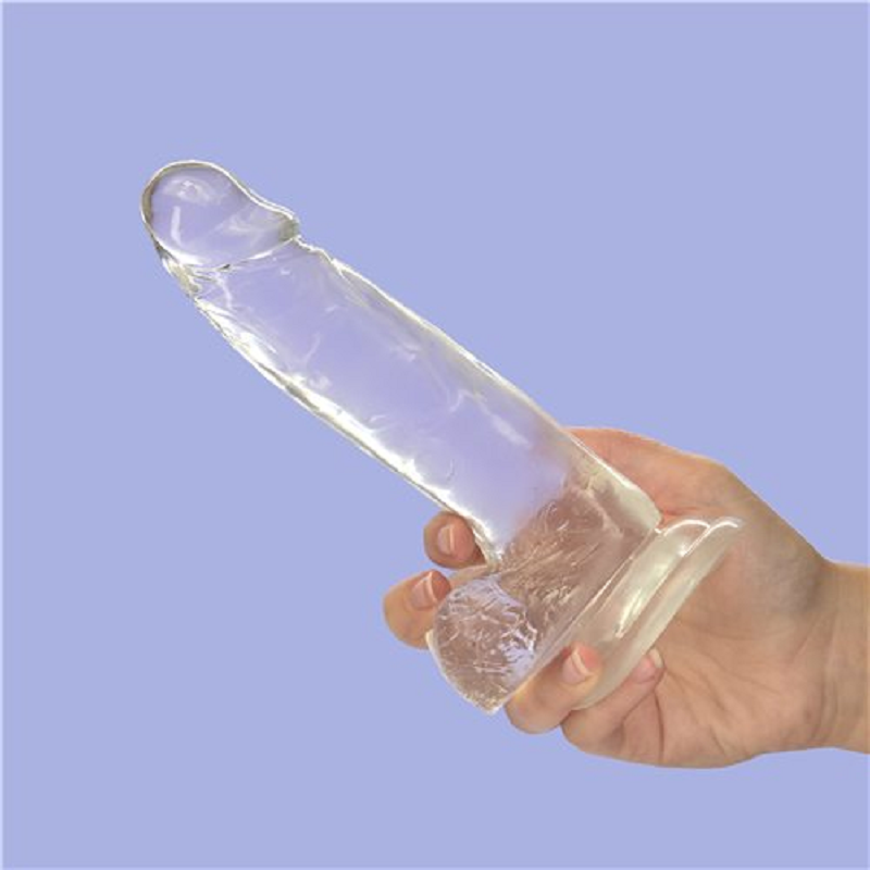 Addiction Crystal Dildo W Balls 8In Clear
