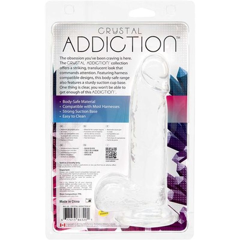 Addiction Crystal Dildo W Balls 8In Clear
