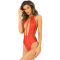 Rene Rofe Sexy Hot Pursuit Lace Bodysuit - Red - Small/Medium