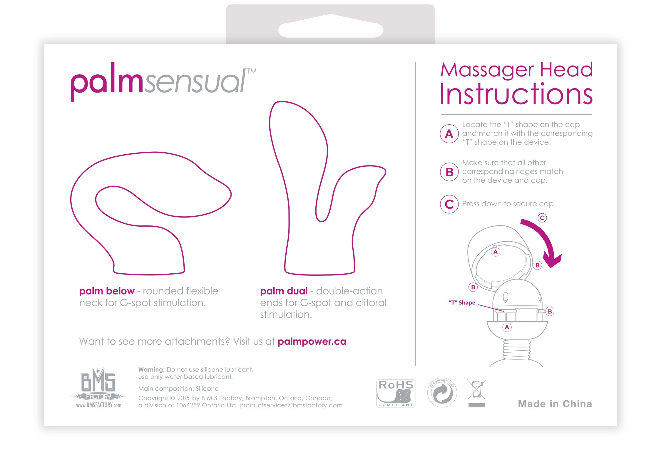 Palmpower Palmsensual Massager Heads Pink For Use With