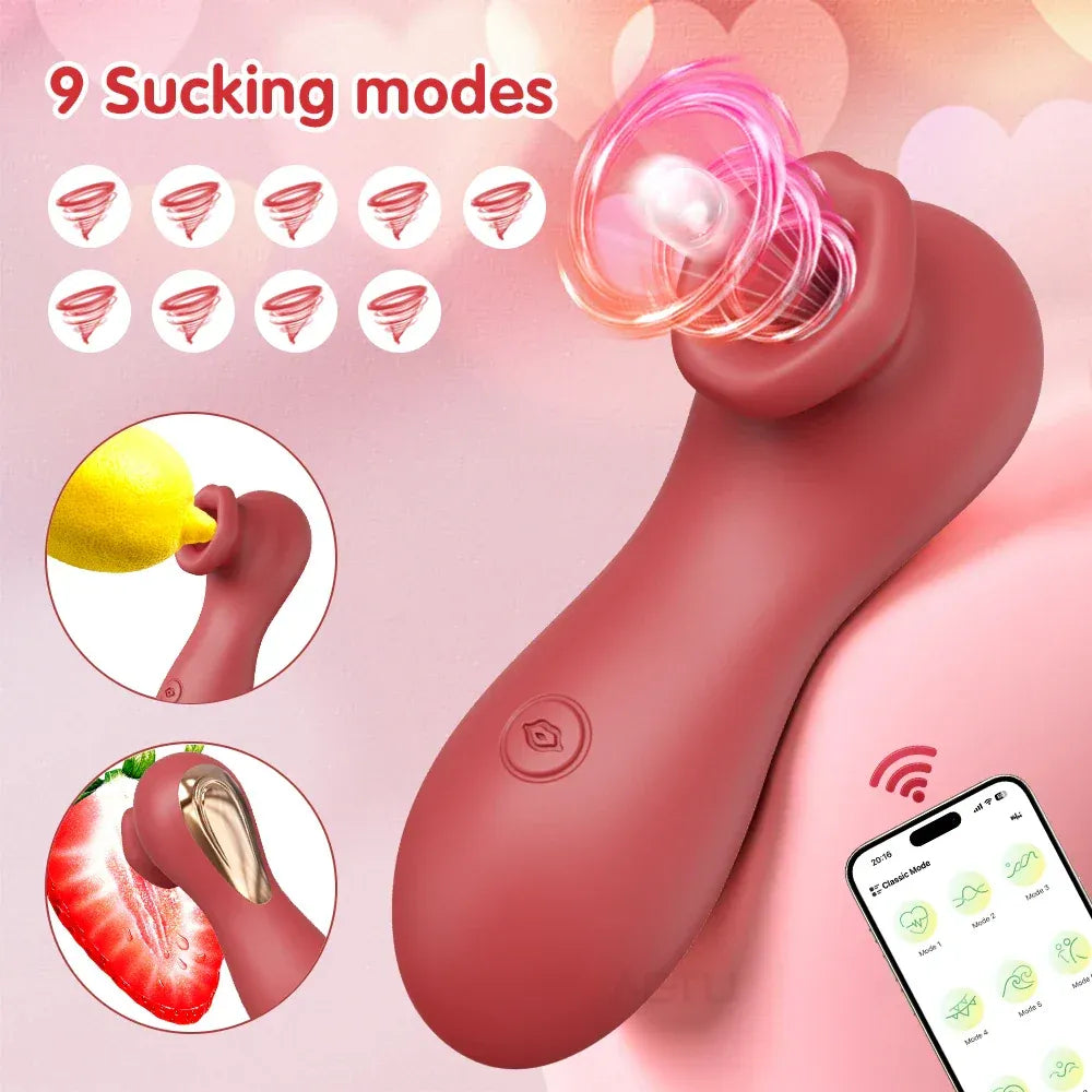 App Controlled Clit Sucker Vibrator for Women Nipple Stimulator Masturbator for Couples - Red