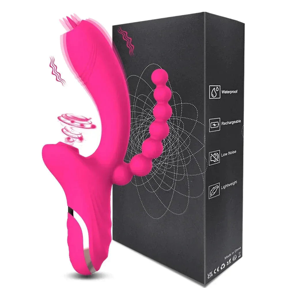 3 In 1 Clit Sucking Vibrator for Women G Spot Vagina Anal Stimulation Female Masturbator - Zd014 Purple
