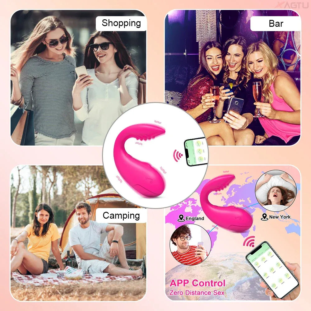 Interactive Vibrating Love Egg Dual Motor Panty Vibrator for Couples - Red