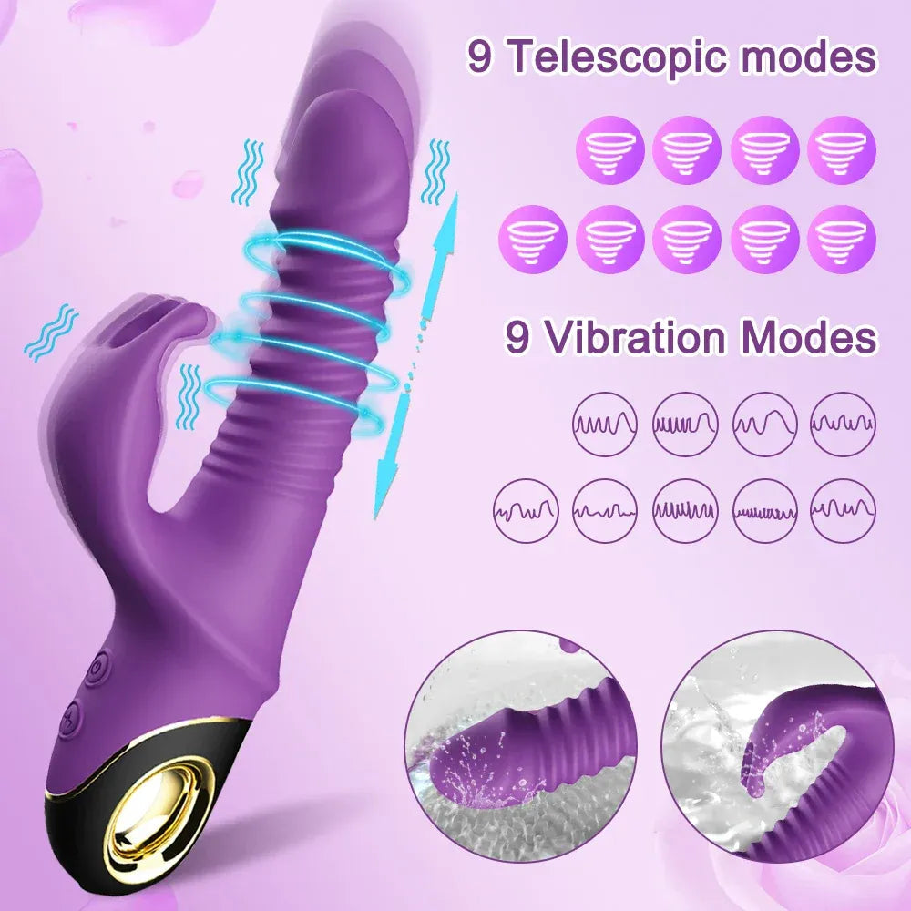 Rabbit Vibrator Automatic Telescopic G Spot Stimulator for Women Masturbation - Purple