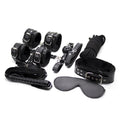 10-Piece Plush Lined Adjustable Restraint Kit with Rope & Accessories for Couples(Black)