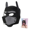 Playful Puppy Hood Mask - Soft Neoprene Full Head Cosplay & SM Accessory(Gray)