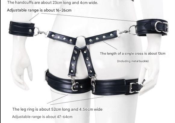 Adjustable PU Leather X-Harness Restraint Set with Cuffs - Playful Bondage Accessory(Pink)
