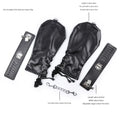 PU Leather Padded Bondage Mitts with Locking Straps & Connecting Chain - Playful Adult Set(Black)