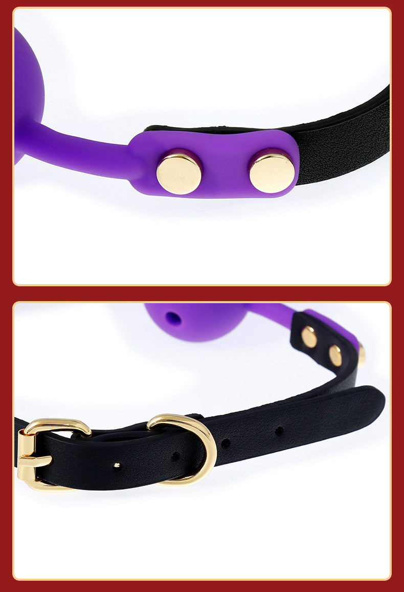 Silicone Rose Ball Gag with Adjustable PU Leather Strap - Playful Adult Novelty(black)