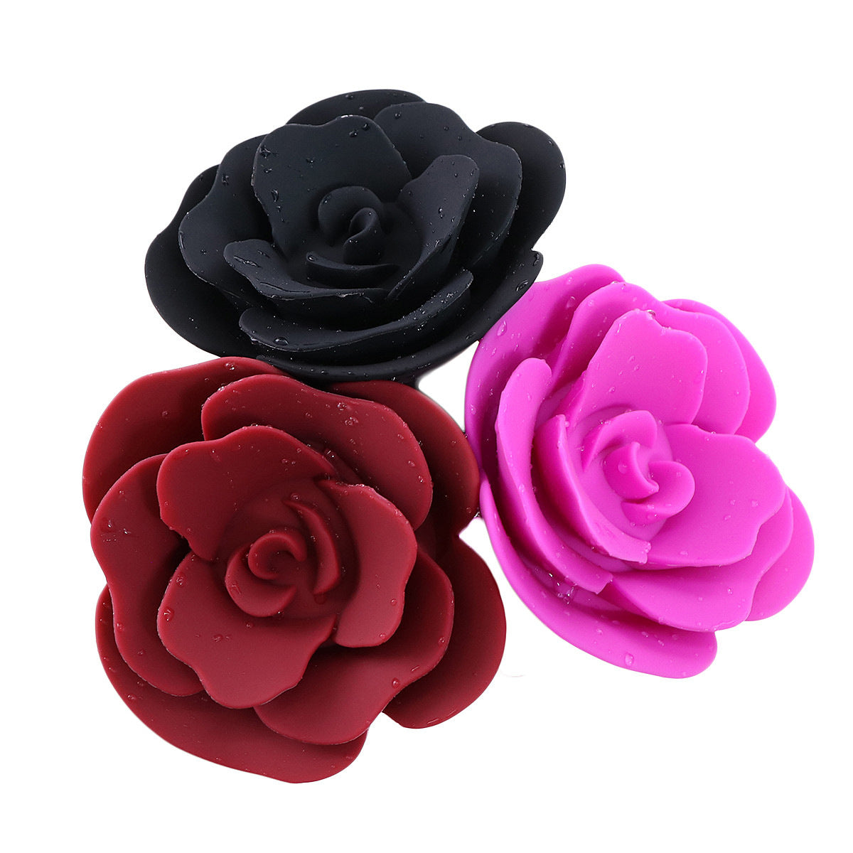 Elegant Rose Silicone Anal Plug - Smooth Tapered Design for Comfortable Play(Dark red)