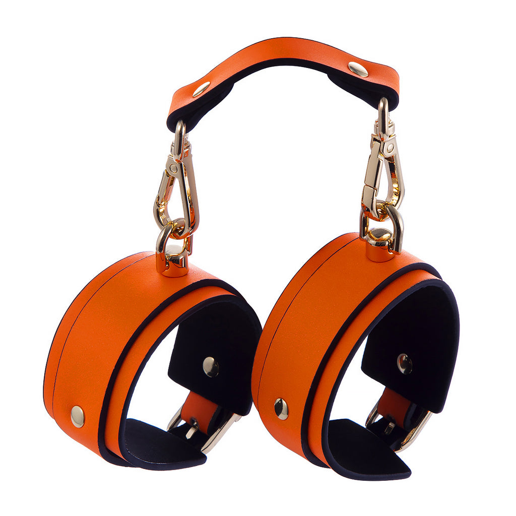 Adjustable PU Leather Bondage Cuff - Wrist/Ankle Restraint, Sold Individually(Luminous orange-handcuffs)