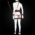 Full Body PU Leather Bondage Restraint Set with Collar, Leash, Cuffs & Harness - Adjustable Adult Play(Coffee)