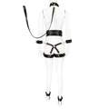 Full Body PU Leather Bondage Restraint Set with Collar, Leash, Cuffs & Harness - Adjustable Adult Play(Black)