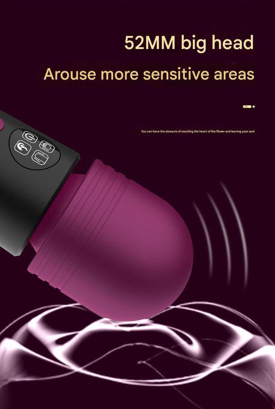 (Purple) Powerful Dual Stimulation Wand Vibrator - Heated Tip, Multi-Mode, LCD Display