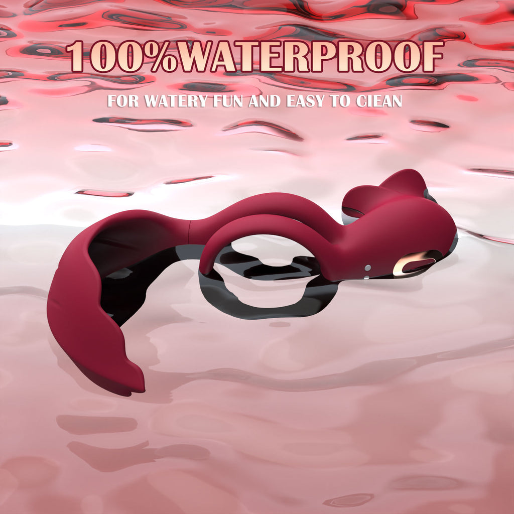 Red Romantic Rose Dual Motor Vibrating Couples Pleasure Ring - Rechargeable Silicone Enhancer