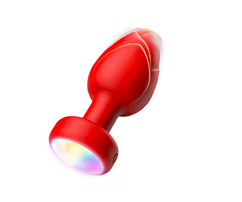 Red Luminous LED Vibrating Anal Plug with Wireless Remote - 10 Speeds, 7 Light Modes, Waterproof Silicone