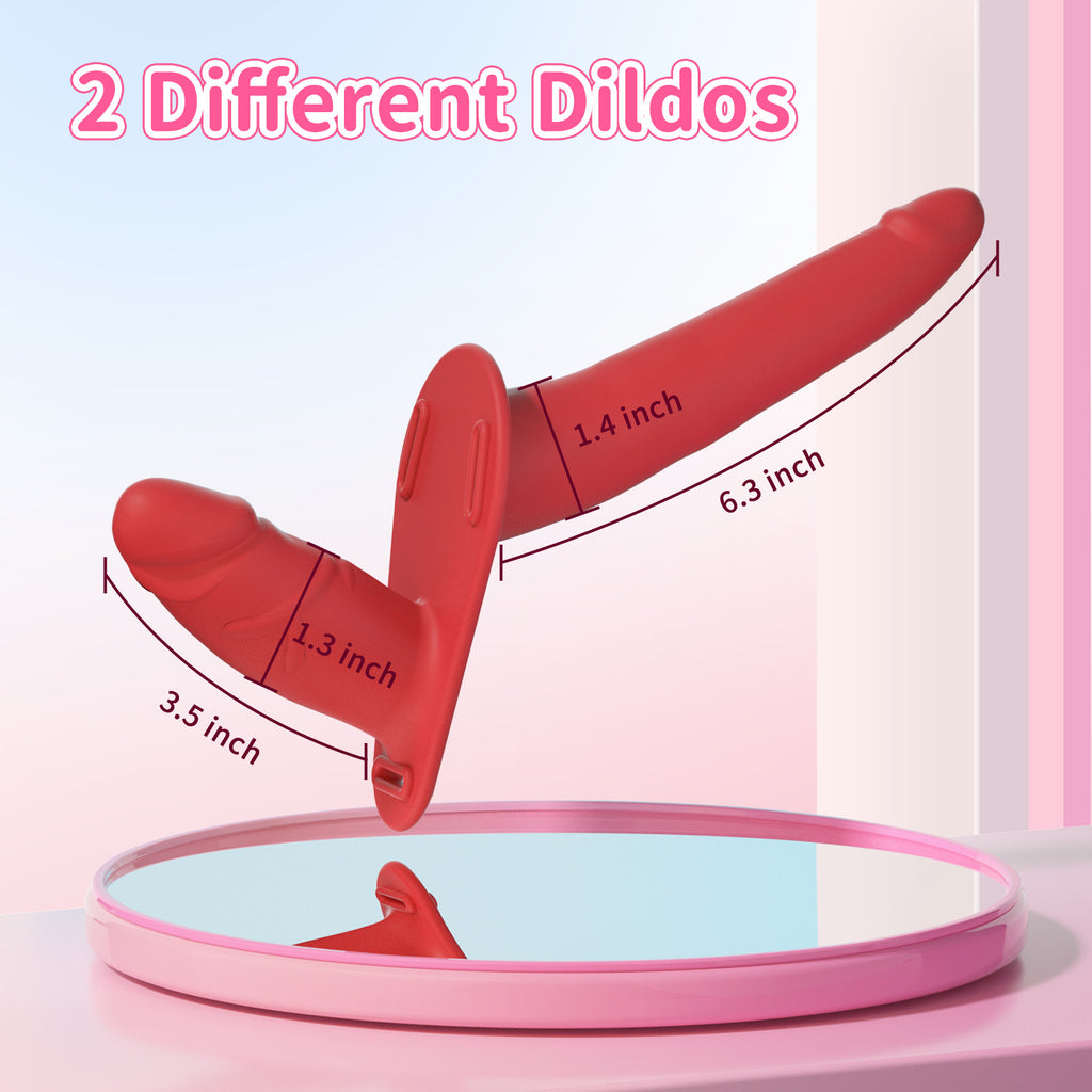 Red Versatile Unisex Dual-Ended Silicone Strap-On Dildo with Adjustable Leather Harness for Couples & Solo Play