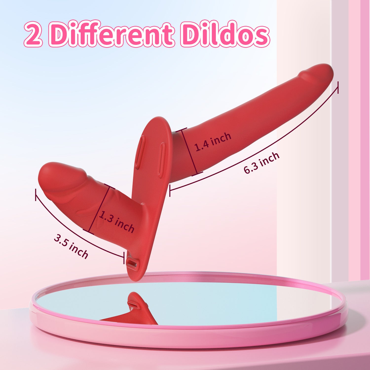 Red Versatile Unisex Dual-Ended Silicone Strap-On Dildo with Adjustable Leather Harness for Couples & Solo Play