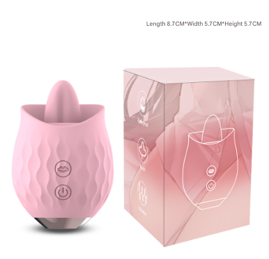 Pink Sensual Rosebud Flickering Tongue Vibrator - 10 Speed Clitoral & G-Spot Stimulator, USB Magnetic Charging